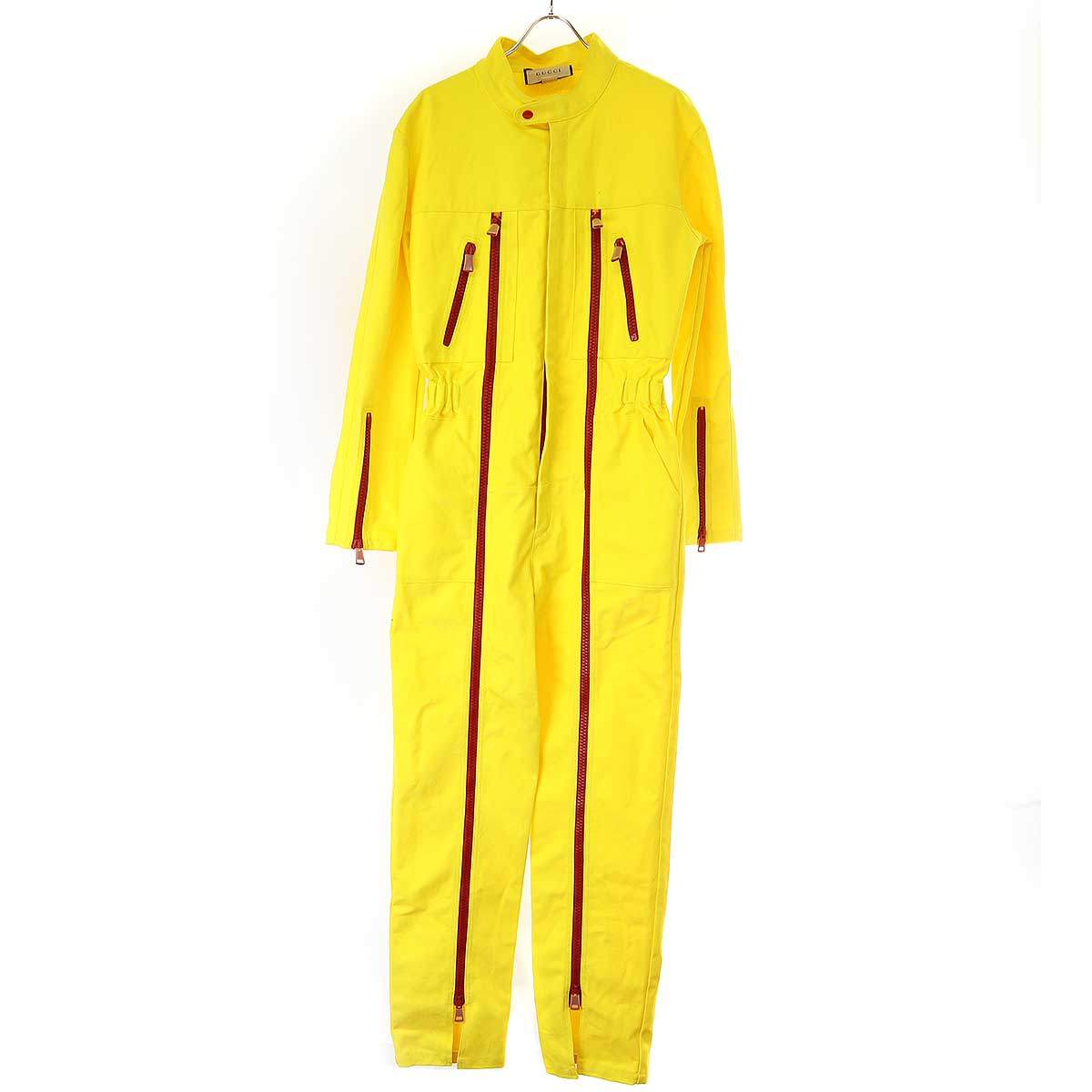 GUCCI グッチ 22SS PRESS SAMPLE GUCCI CALIFORNIA スパンコールジップ ジャンプスーツ 696751 GU7125 イエロ...