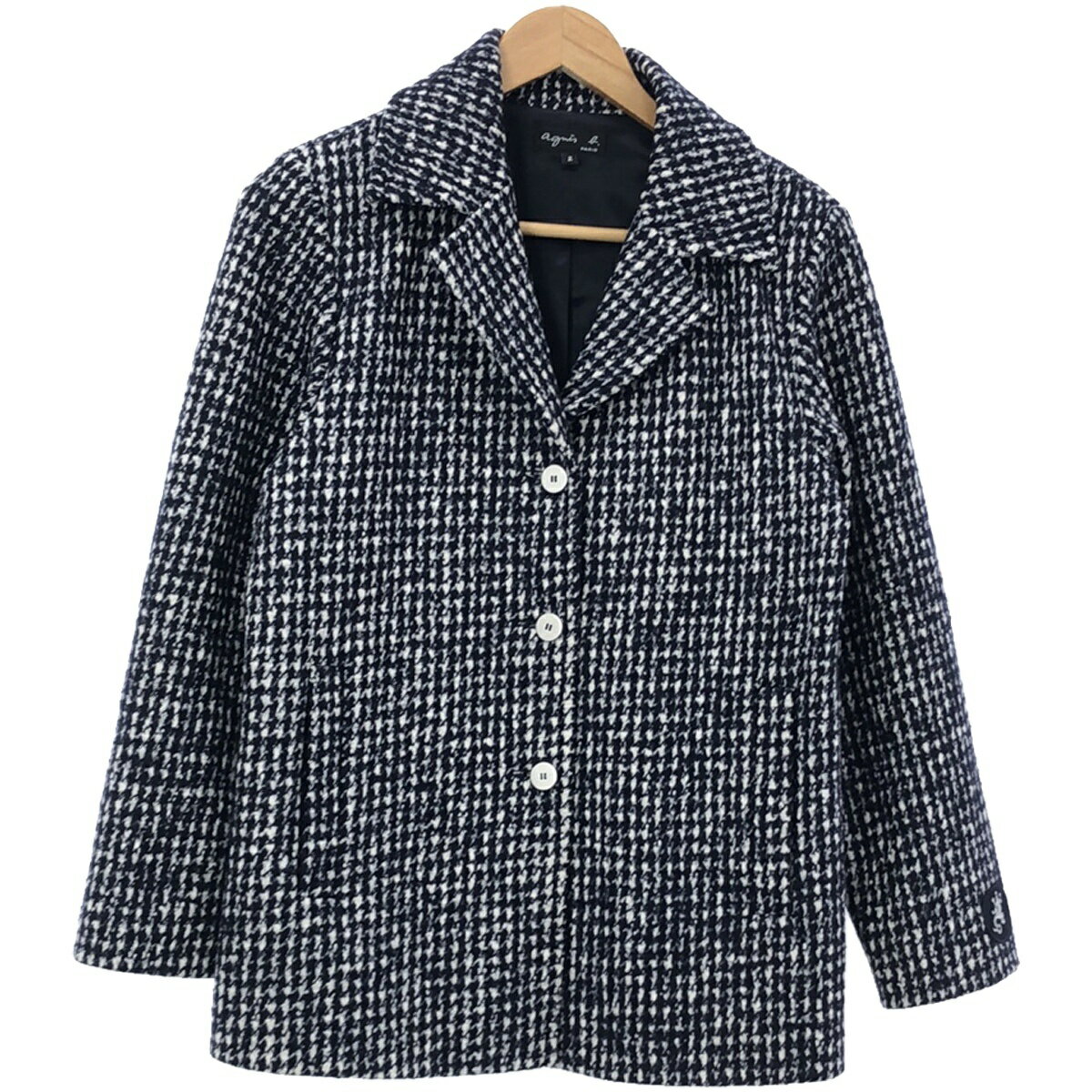 agnes b. homme アニエスベー オム 19AW ハウンドトゥースツイードセットアップスーツ N485JES2 G756JES2 ネイビー ホワイト 2 【中古】 ITXX22GX3NES