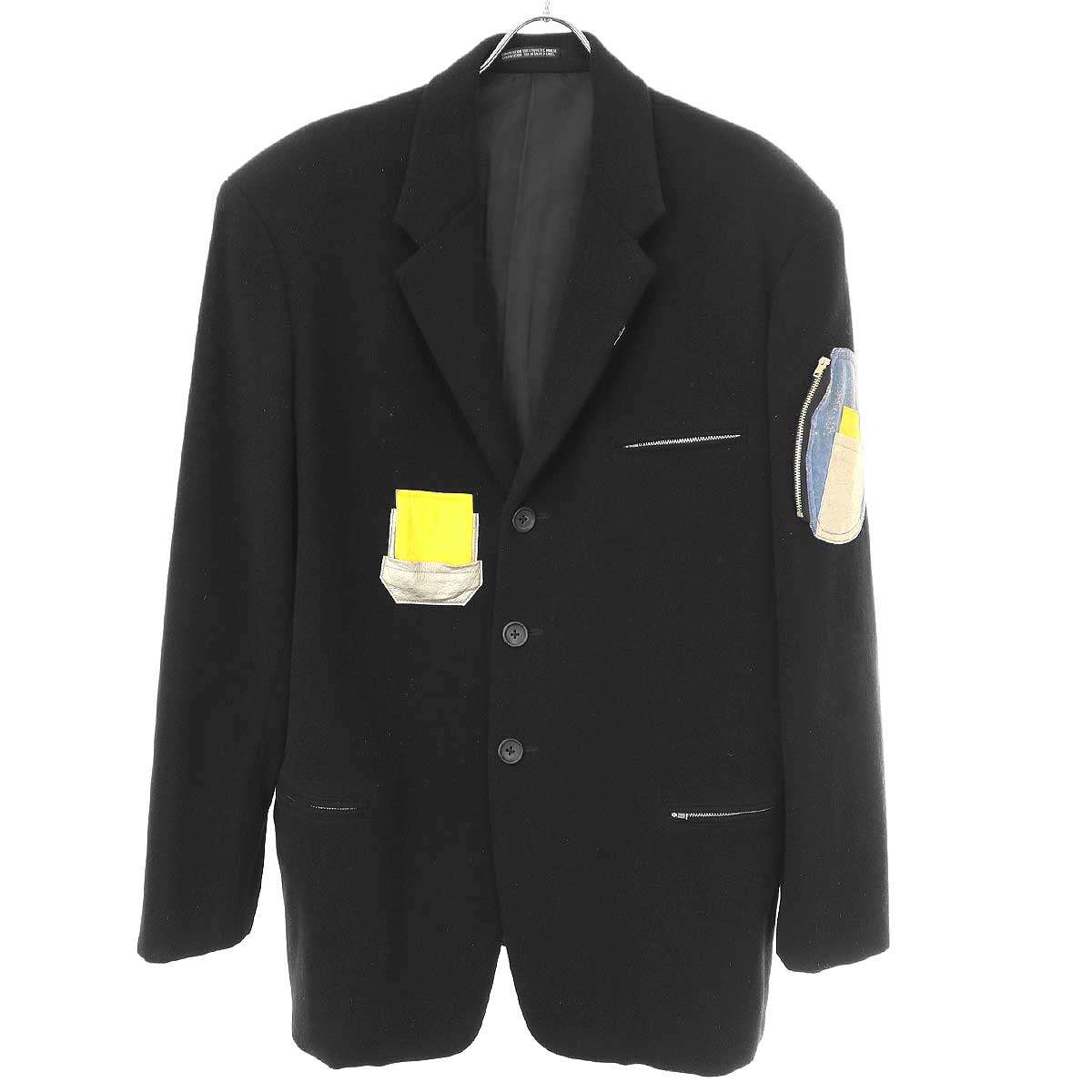 Yohji Yamamoto POUR HOMME ヨウジヤマモト プールオム 1990AW Patch Zipper Jacket ポケットパッチメルトンジャケット ブラック M 【中古】 ITCKQSAQVGQS