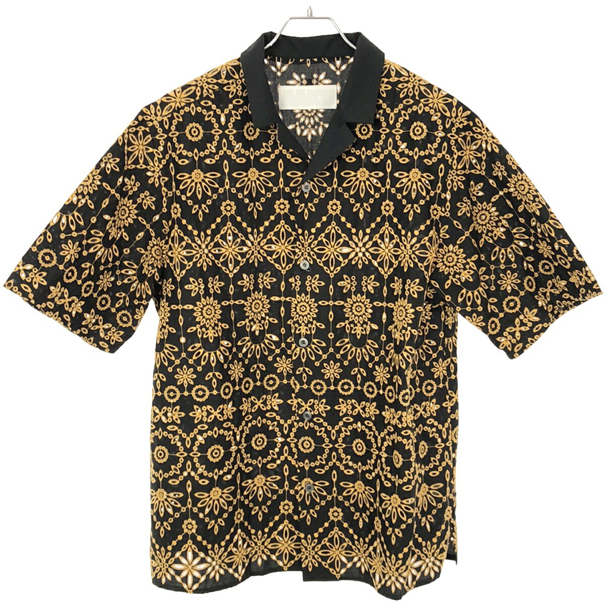 乐天商城 - AAKU アアク 24SS OPEN COLLAR SHIRT オープンカラー レースシャツ 1612-70505 ブラック×イエロー 3 【中古】 IT78CDS0S7BK