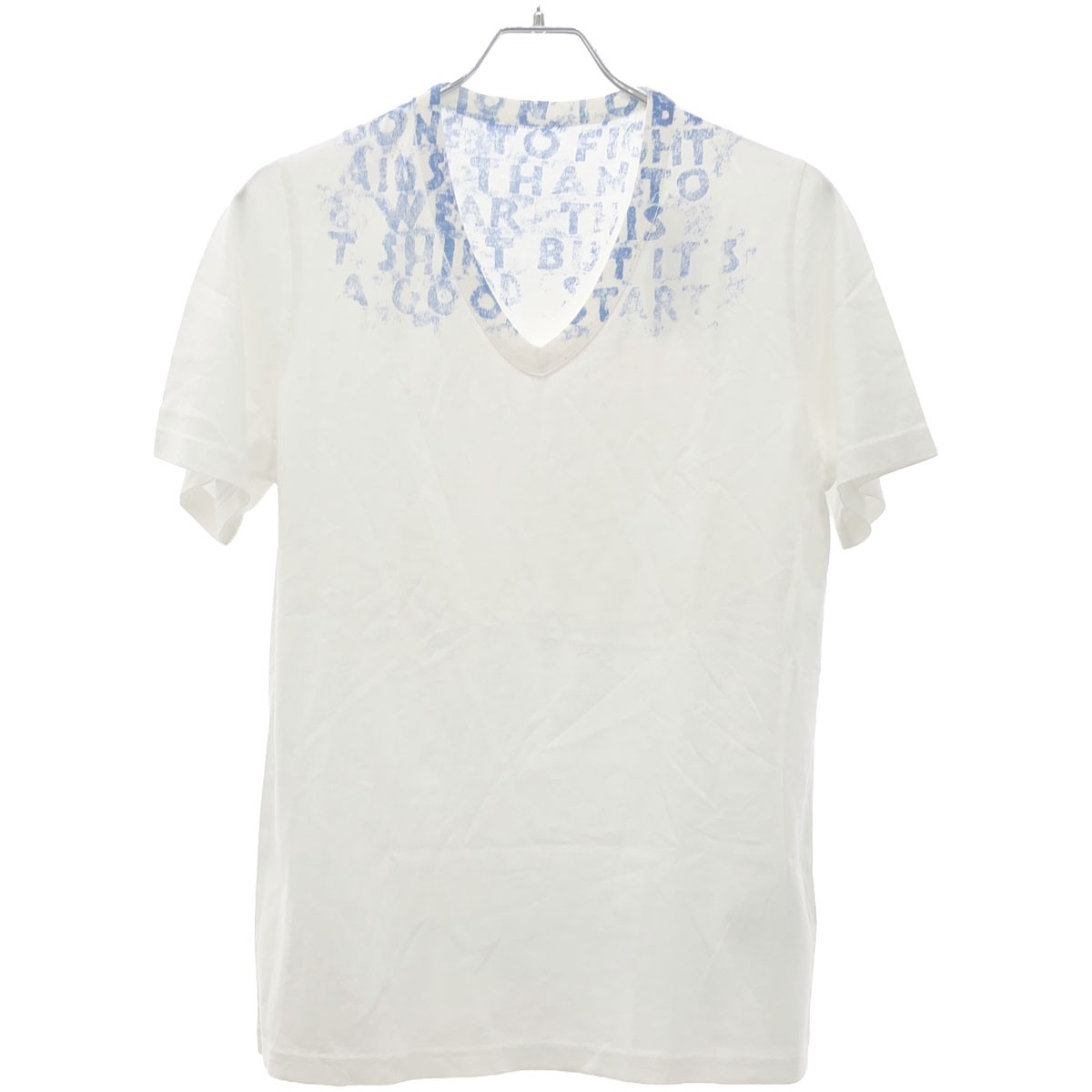 Maison Martin Margiela メゾン マルタン マルジェラ 14SS エイズプリントVネックTシャツ S30GC9988 S20299 ホワイト ブルー S 【中古】 ITR3UU3PSBWG