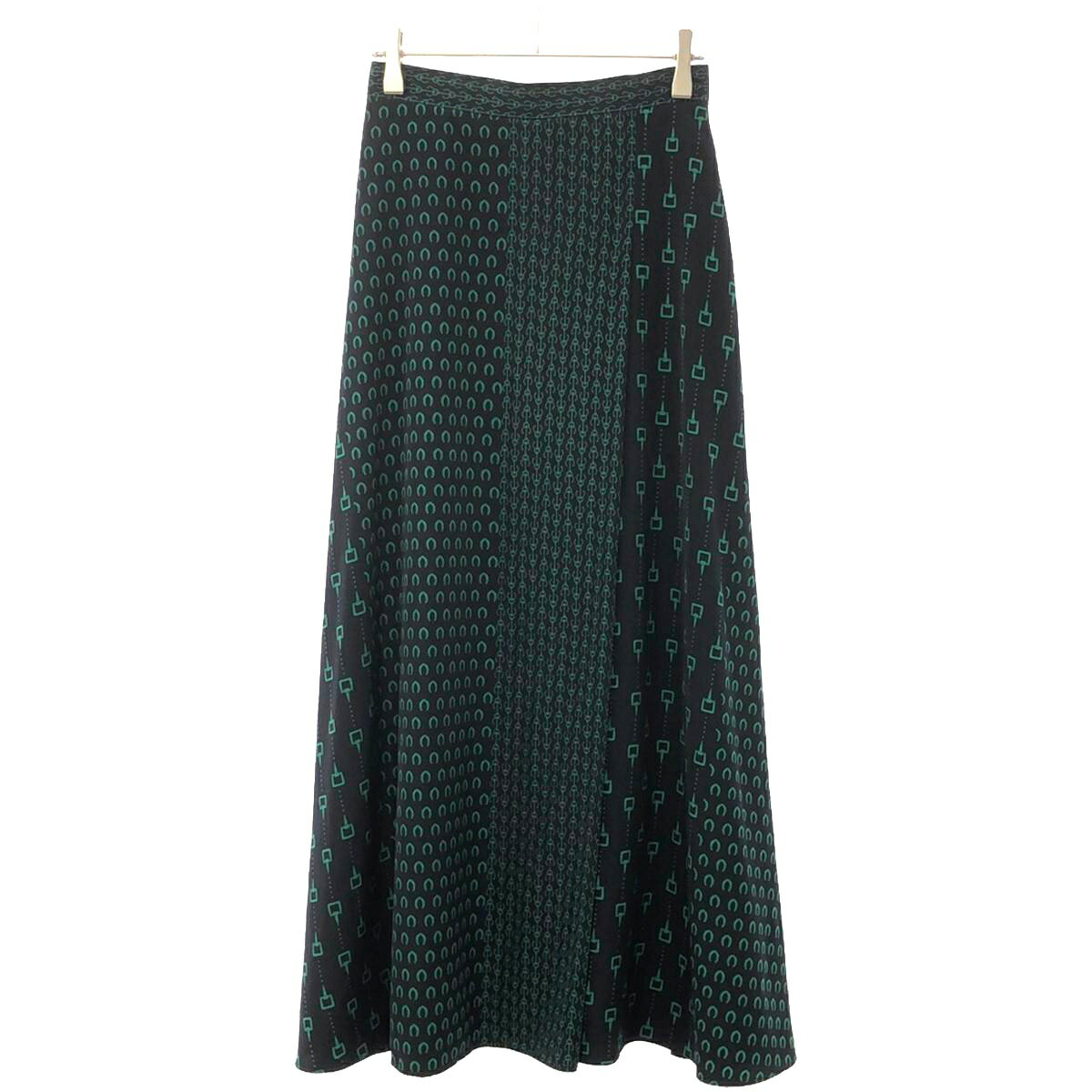 UNITED ARROWS ユナイテッドアローズ ビットプリントスカート 1524-675-1075 ブラック×グリーン 36 【中古】 ITC5GUM2ODR8