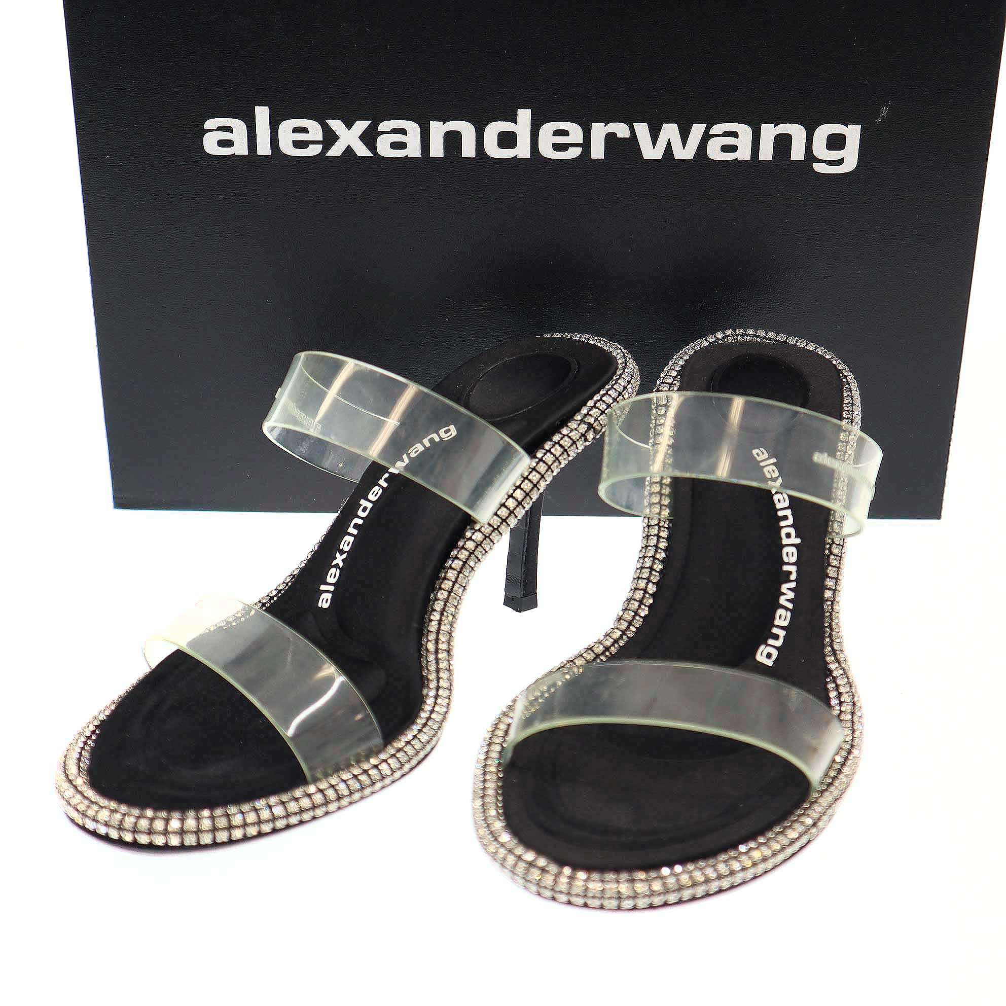 ALEXANDER WANG アレキサンダーワン Kira 85 Slide Sandal クリアストラップビジュ...