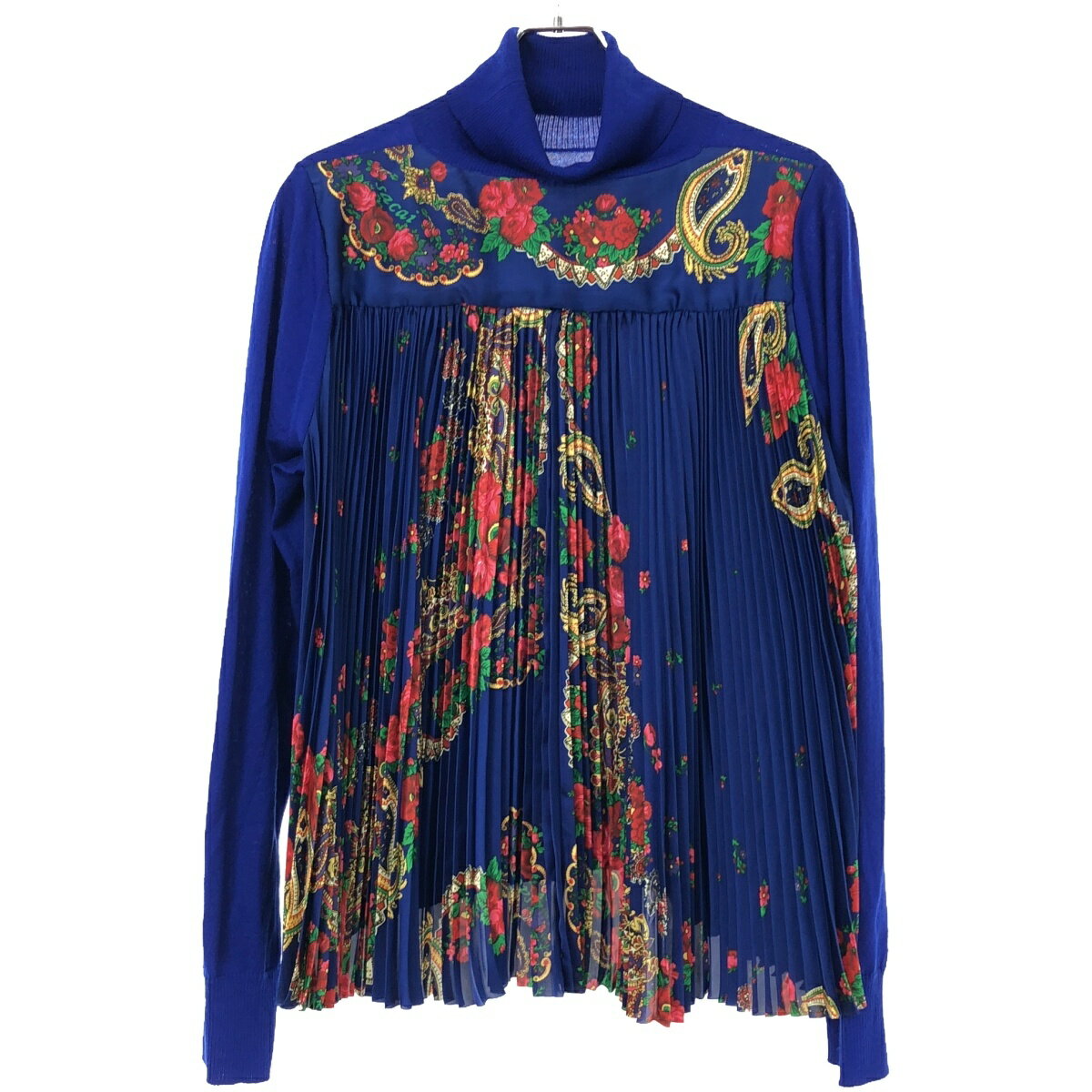 sacai サカイ 19AW バックプリーツタートルネックニットセーター 19-04566 ブルー 4 【中古】 ITNDK4Z4..