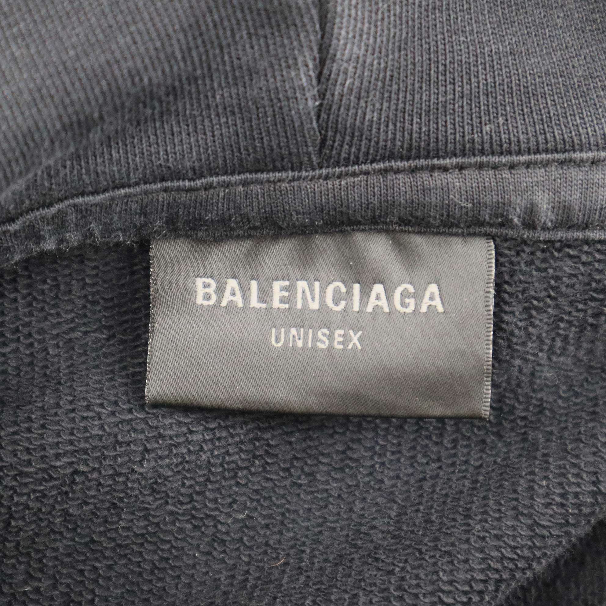 BALENCIAGA バレンシアガ 23AW DIY COLLEGE LOGO HOODIE ダメージ加工カレッジロゴスウェットパーカー 744463 TOVK2 チャコールグレー XXS 【中古】 ITBT27U6O4MO