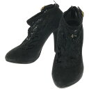 DOLCE&GABBANA ドルチェ&ガッバーナ ピンヒールレーススウェードショートブーティ ブーツ 10958 ブラック 36 1/2 【中古】 ITPMUUSW8948