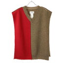 Maison Margiela10 メゾン マルジェラ 21SS 2トーン ニットベスト S50TH0043 S17696 レッド ブラウン L 【中古】 IT...