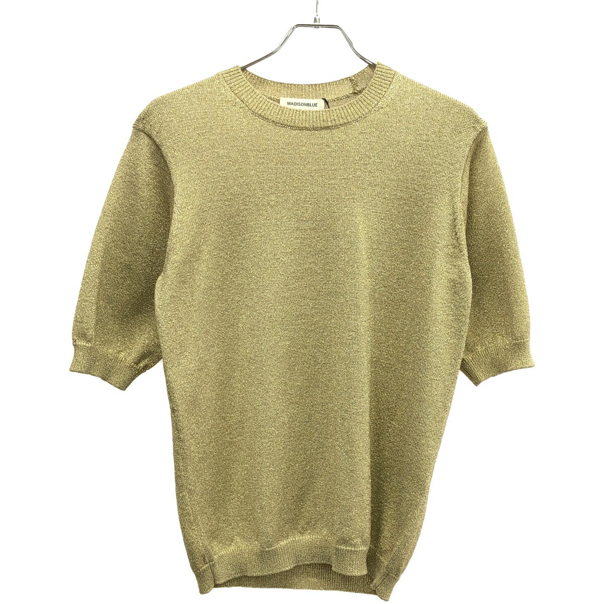 MADISON BLUE マディソンブルー 24SS CREW NECK H/S KN Lame ラメニットトップス MB241-8004 ゴールド 01(S) 【中古】 IT68748YIGU8