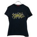CAROLINA HERRERA キャロライナヘレナ ロゴエンブロイダリーTシャツ ネイビー S 【中古】 IT34FN0PE7D0