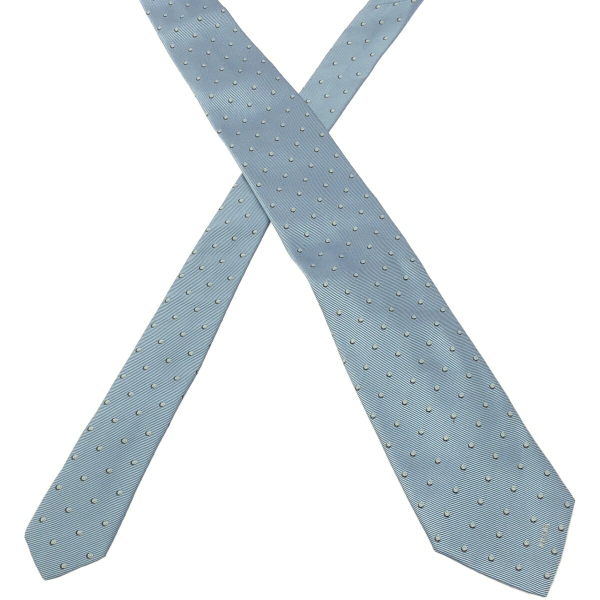 PRADA プラダ 総柄 シルクネクタイ ブルー 【中古】 IT2H4PBPHWXG