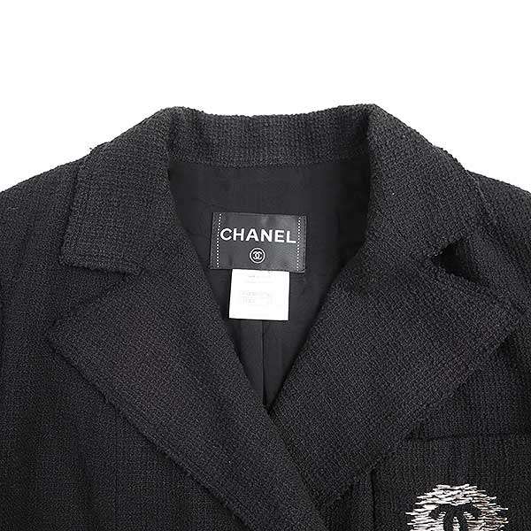 CHANEL シャネル ココマークジャガード ダブルブレストツイードハーフスリーブジャケット P43192V31742 ブラック 42 【中古】 ITFDM3R40ZJM