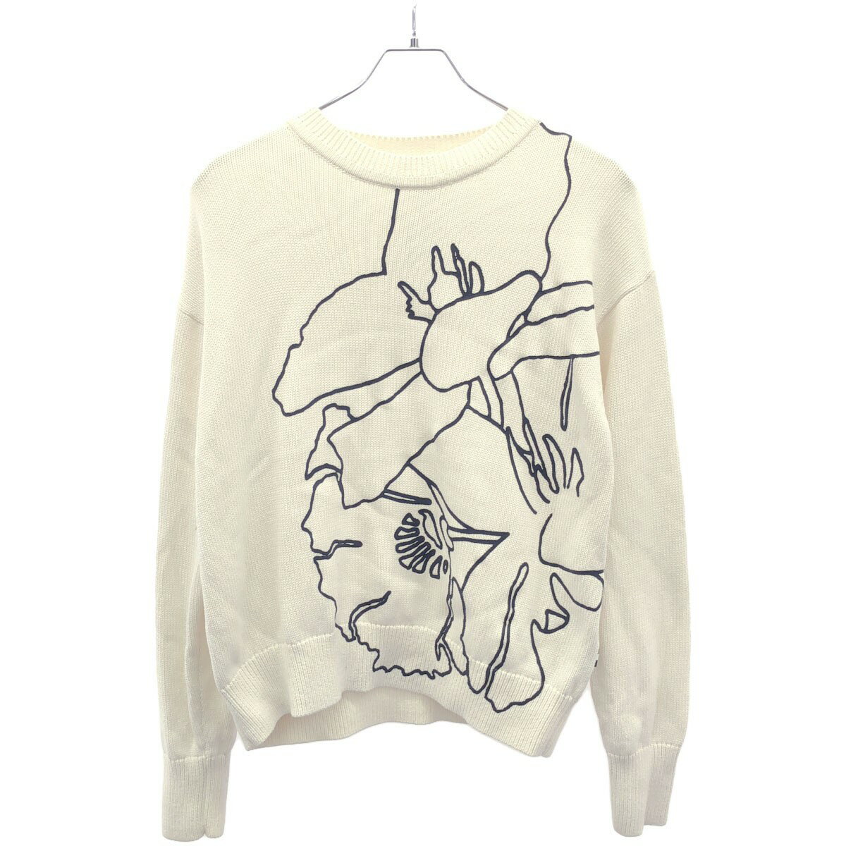HUGO BOSS ヒューゴ ボス ABSTRACT FLOWER コットンシルクアブストラクトフラワープリントニットセーター 4063534715648 ホワイト XS 【中古】 ITXMZV9K29N4