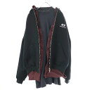 BALENCIAGA バレンシアガ 24SS Layered Hoodie レイヤードデザインパーカー 772206 TPVL7 チャコール レッド 4 【中古】 ITF5GWNMYXLO(4)