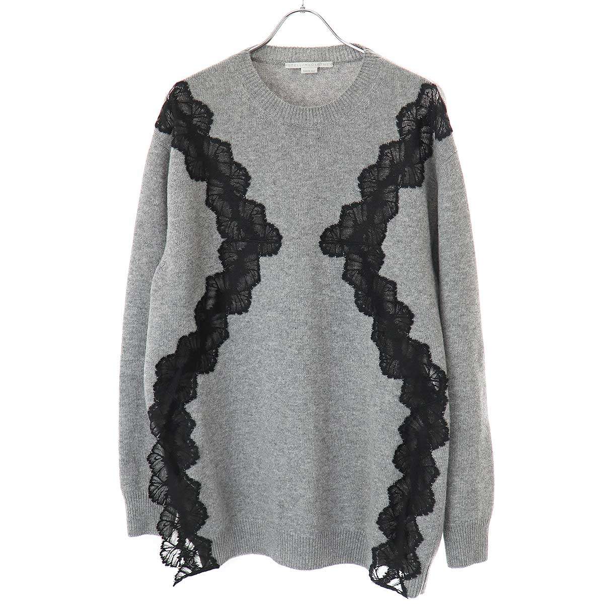 STELLA McCARTNEY ステラ マッカートニー 24AW レースディティールニットセーター 6K0811 3S2504 グレー XS 【中古】 IT3SQCXJANXQ