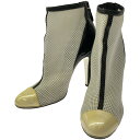 CHANEL シャネル バイカラーメッシュ ブーティ ホワイト 37 1/2 【中古】 ITMEWH1TNJFW