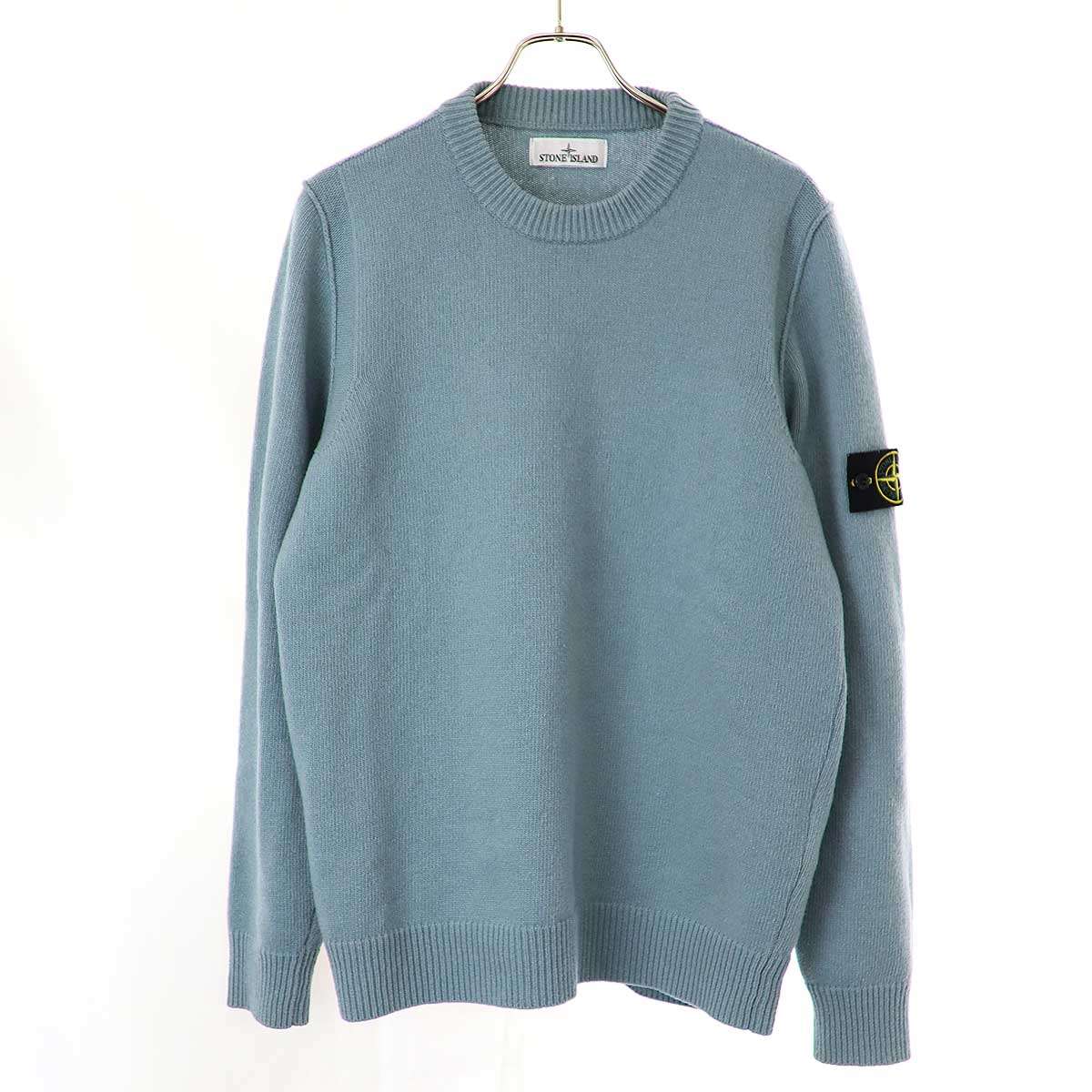 STONE ISLAND ストーンアイランド 24AW MAGLIA ラムウールクルーネックニットセーター 8115508A3 ブルー L 【中古】 ITWBHQSLR9AS
