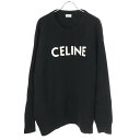 CELINE セリーヌ ロゴパッチオーバーサイズニットセーター 2A19R423P.38NO ブラック M 【中古】 ITA7U3FAUCRT