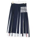 THOM BROWNE トム ブラウン コットンツイルストライプ ロングプリーツスカート FGC441U-07890415 ネイビー 38 【中古】 ITFP6...