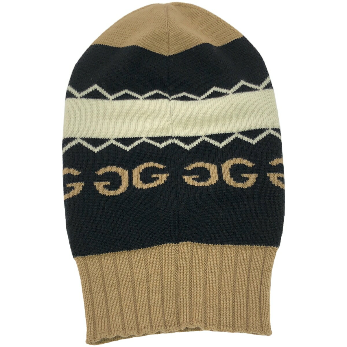 GUCCI グッチ 18AW ニットマスクバラクラバキャップ 目出し帽 ブラック ベージュ L 【中古】 ITVMLFMLUEN0