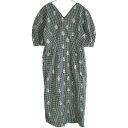 ne Quittez pas ヌキテパ Kanako Sato コレボレーション Poplin Foil Print Dress チェックドレスワンピース 010441BH5KS ネイビー ホワイト S 【中古】 ITNJQ6YP9L6G(4)