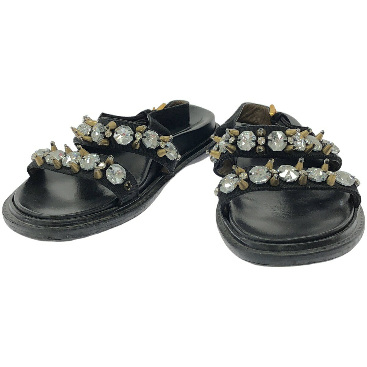 MARNI マルニ ビジューストラップデザインサンダル ブラック 【中古】 ITBX8G68WP5O