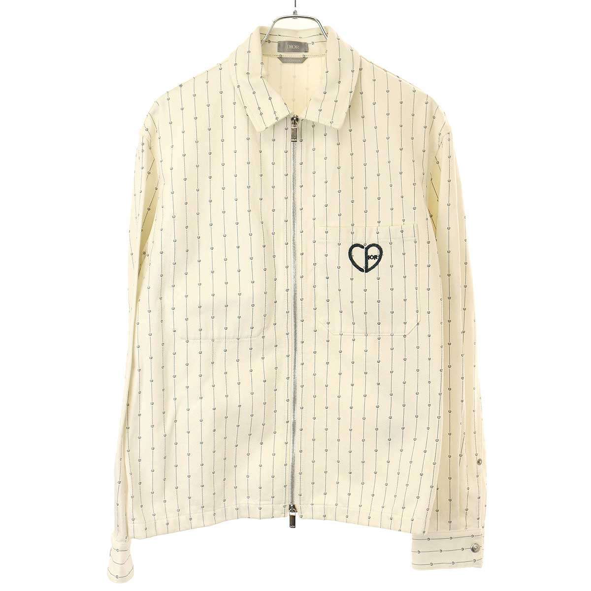 Dior ディオール 22SS Heart Logo Denim Jacket ハートロゴデニムブルゾン 213D486A5448 ホワイト 46 【中古】 IT3CRWJ0WXU8