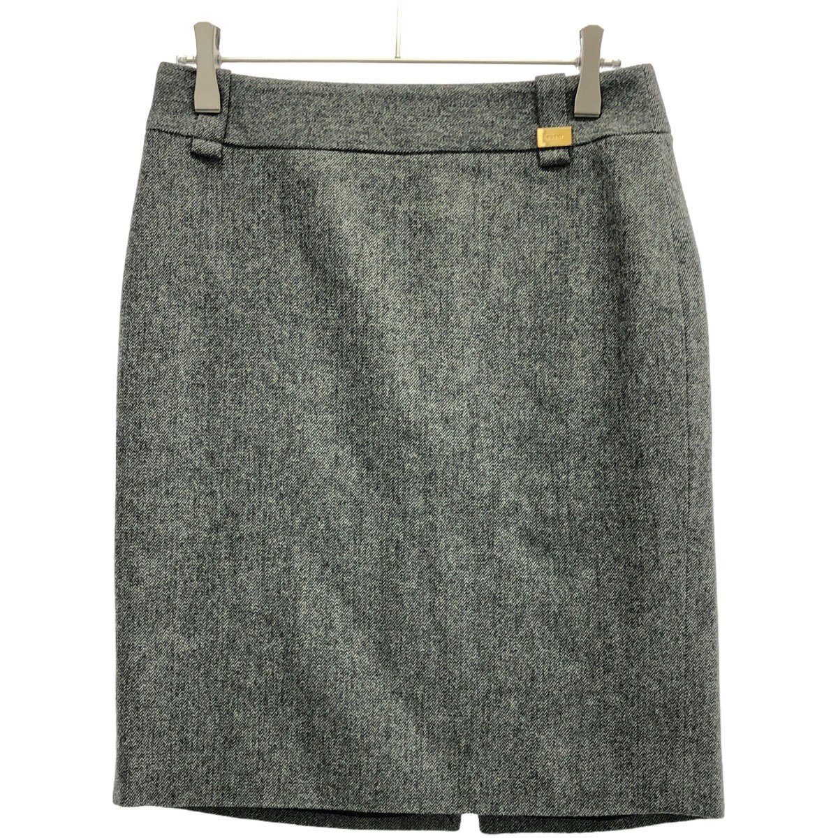 GUCCI グッチ ヘリンボーンウールタイトスカート 274275 ZK818 グレー 36 【中古】 ITKG0ZKY59DW