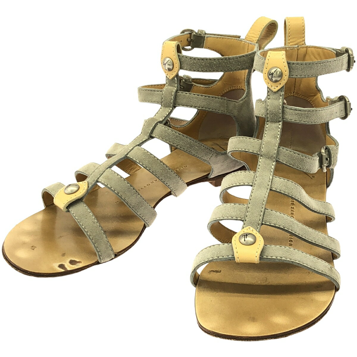 GIUSEPPE ZANOTTI ジュゼッペザノッティ スウェードレザーグラディエーターサンダル グレー 36 【中古】 IT3J9IH4XWFK