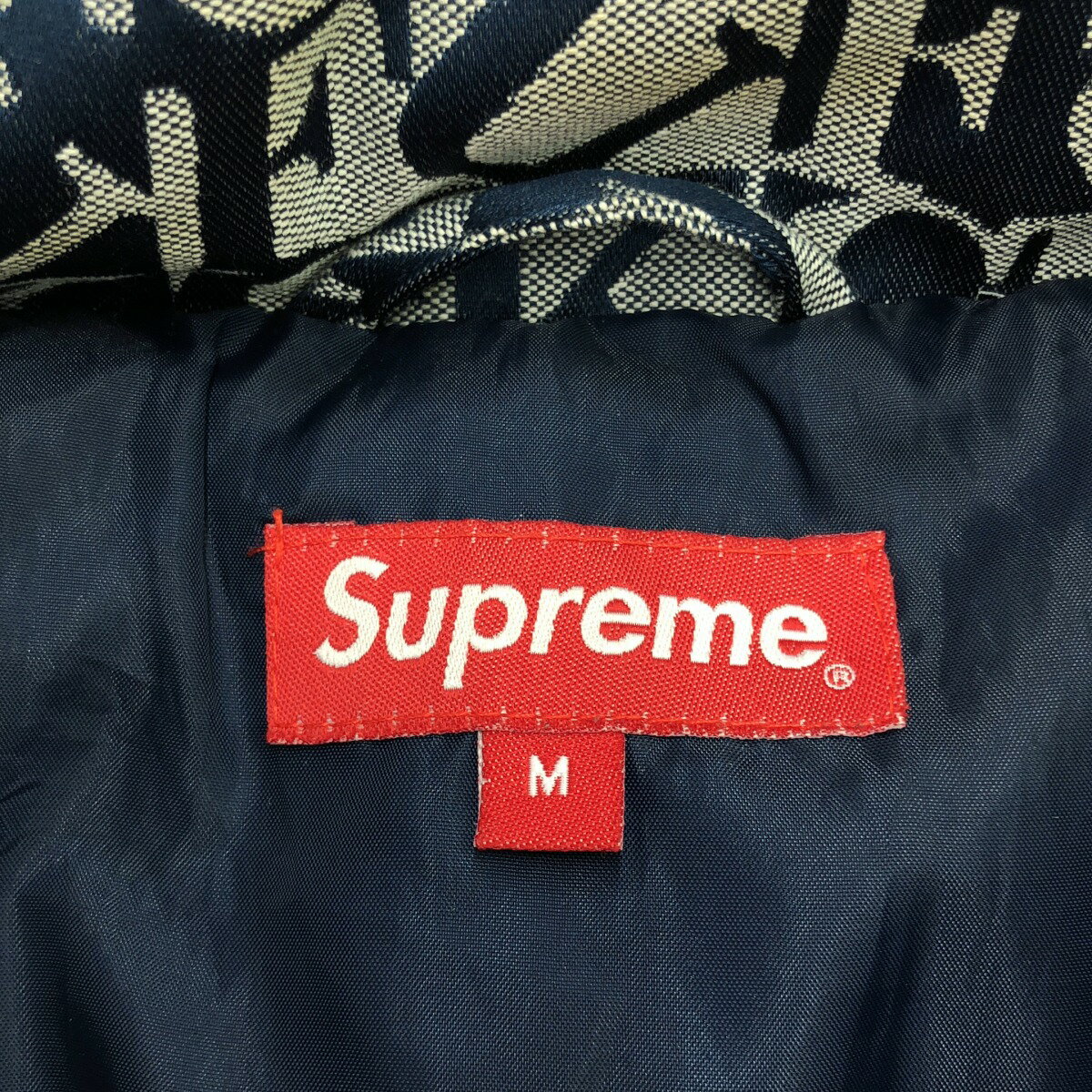 Supreme シュプリーム 17AW Fuck Jacquard Puffy Jacket ダウンジャケット ネイビー M 【中古】 ITO6TCPCW5YI