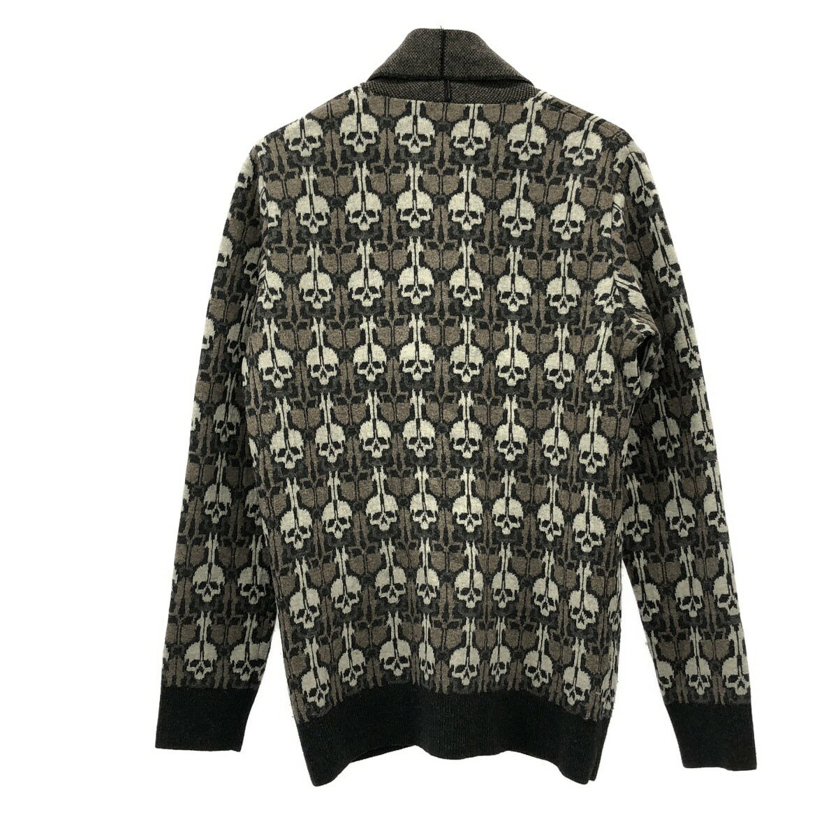 ALEXANDER McQUEEN アレキサンダーマックイーン スカルジャガードウールニットジャケット ブラウン系 XS 【中古】 IT0VDI14J5KG