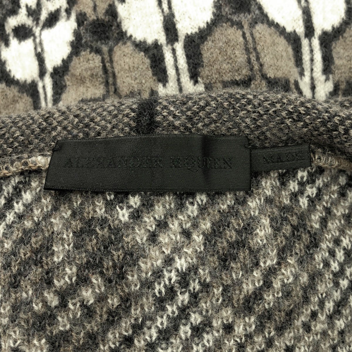 ALEXANDER McQUEEN アレキサンダーマックイーン スカルジャガードウールニットジャケット ブラウン系 XS 【中古】 IT0VDI14J5KG