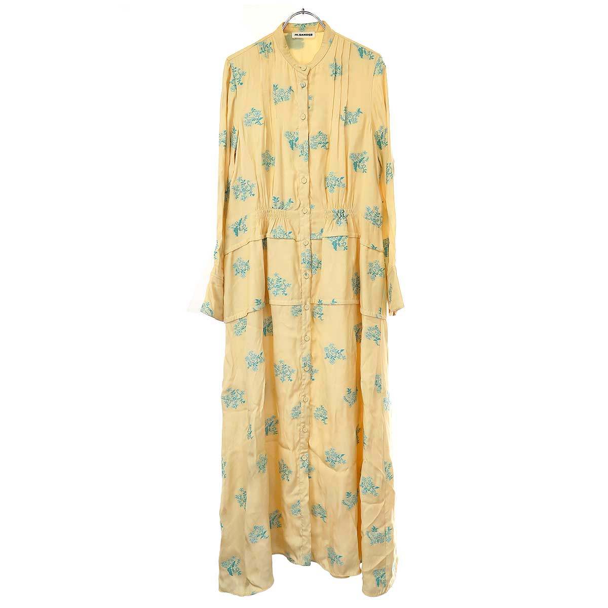 JIL SANDER ジルサンダー 20SS フラワージャガードレーヨンワンピース JSWR505311 ベージュ 34 【中古】 ITQUJ6U1UAKC