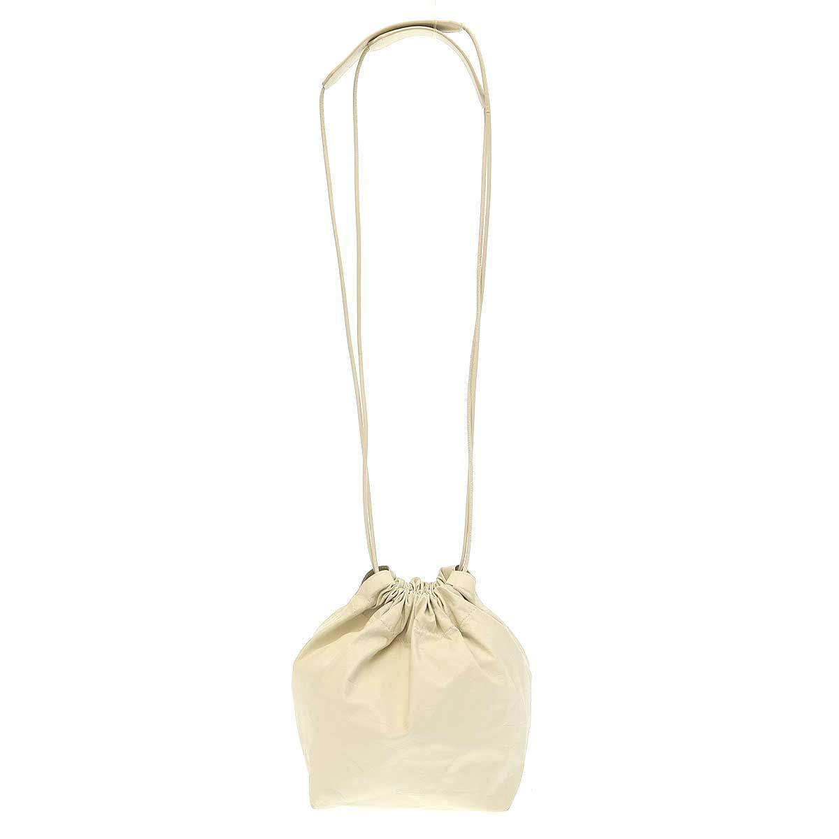 JIL SANDER ジルサンダー Drawstring Bag レザードローストリングバッグ オフホワイト系 【中古】 ITF9B92GLAYW