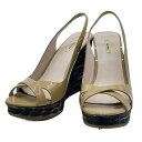 miu miu ミュウミュウ ウッドウェッジソールサンダル ベージュ系 36 1/2 【中古】 ITPT2A4YZT74