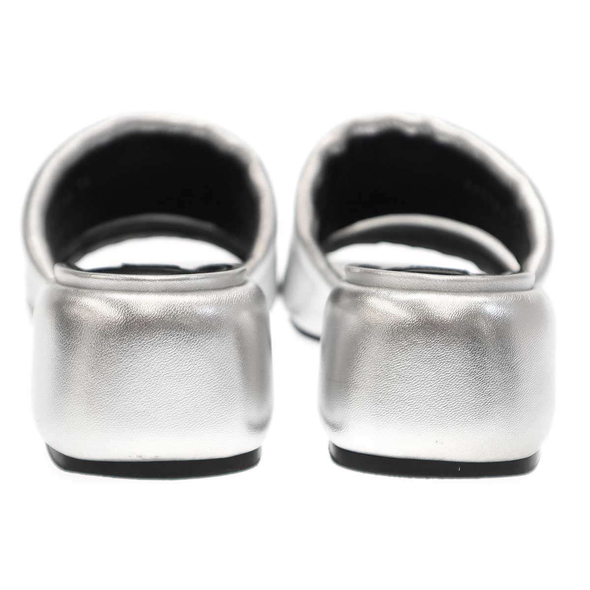 sergio rossi セルジオ ロッシ 24SS Spongy 45 Sandals プラットフォームレザーサンダル シルバー 36 【中古】 ITPFNW3JVXH8