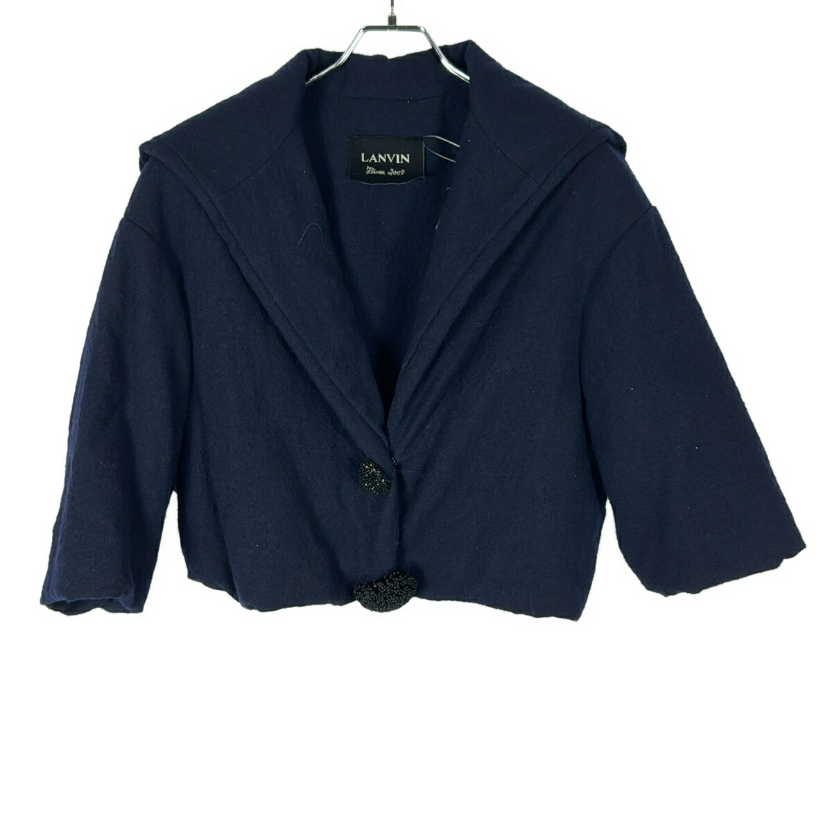 LANVIN ���Х� 09AW �ӥ��塼�ܥ��󥷥硼�ȥ��㥱�å� �ͥ��ӡ� 36 ����š� IT116CDURGF4