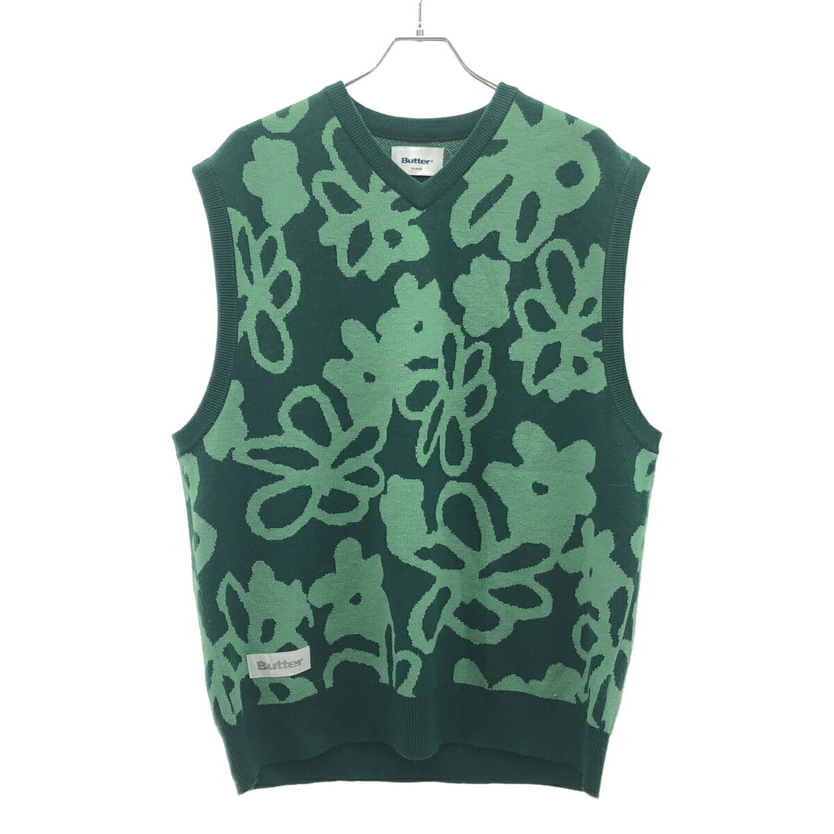 Butter Goods バターグッズ Flowers Knit Vest フラワーニットベスト グリーン XL 【中古】 ITXWANA5XPQS
