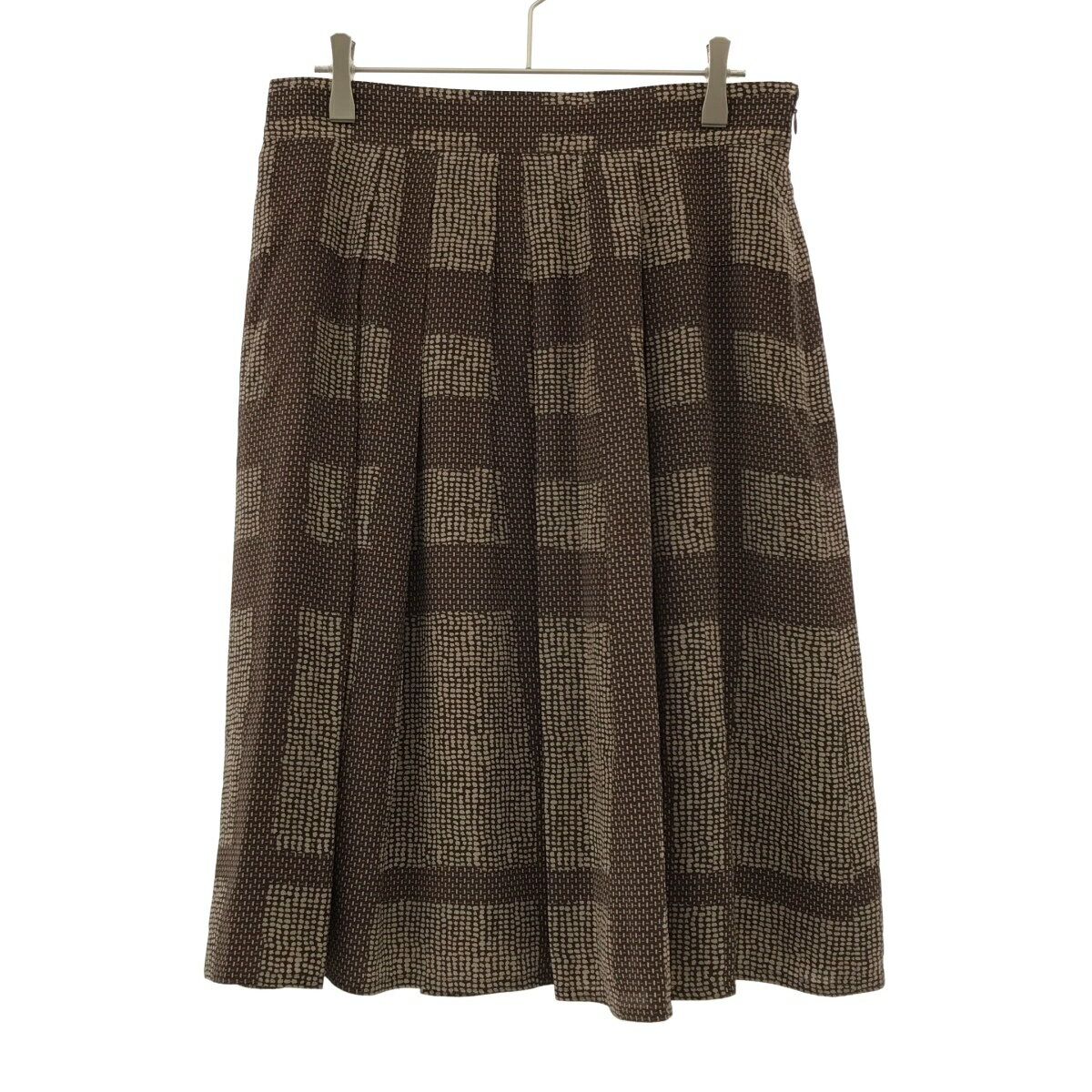 BURBERRY LONDON バーバリーロンドン チェック柄シルクタックスカート B1S20-364-56 ブラウン 40 【中古】 IT22MSY7G114