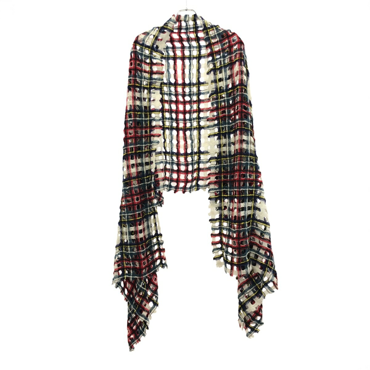 Faliero Sarti ファリエロサルティ パンチングカットチェック柄フリンジストール ミックス 【中古】 ITH5SCQ3W24U