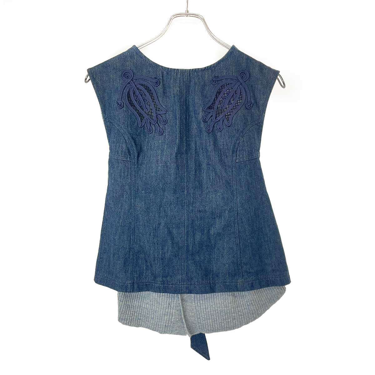 mame kurogouchi マメ クロゴウチ 21SS Embroidered Denim Top デニムトップス MM21PS-JK702 ブルー 2 【中古】 ITJ1PVR6CNSS