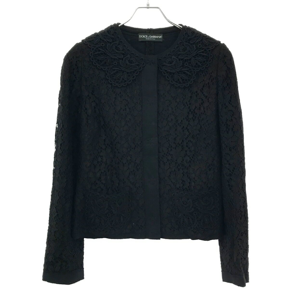 DOLCE&GABBANA ドルチェ＆ガッバーナ クロッシェカラー レースジャケット F25PPT/FLMOH ブラック 40 【中古】 ITYF8EXBM1QS