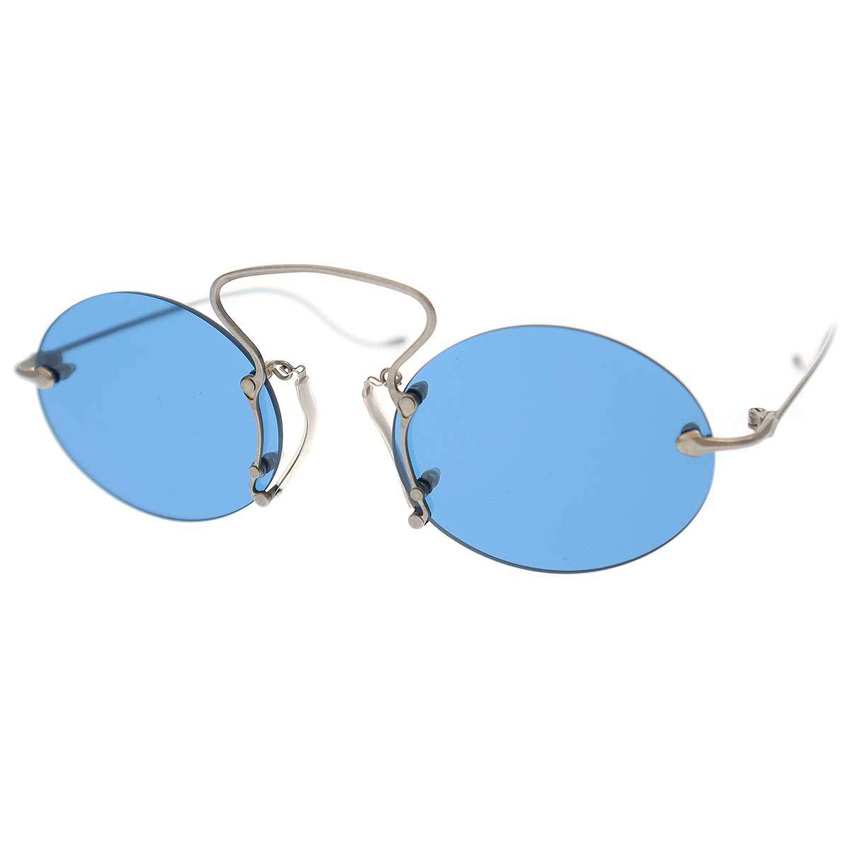 RIGARDS×Uma Wang リガーズ×ユマ ワン PINCE-NEZ OVAL KLEIN BLUE オーバルフレームサングラス RG00UW6 メタル ブルー 50□20 140 【中古】 IT26S4ZX0N0S(4)