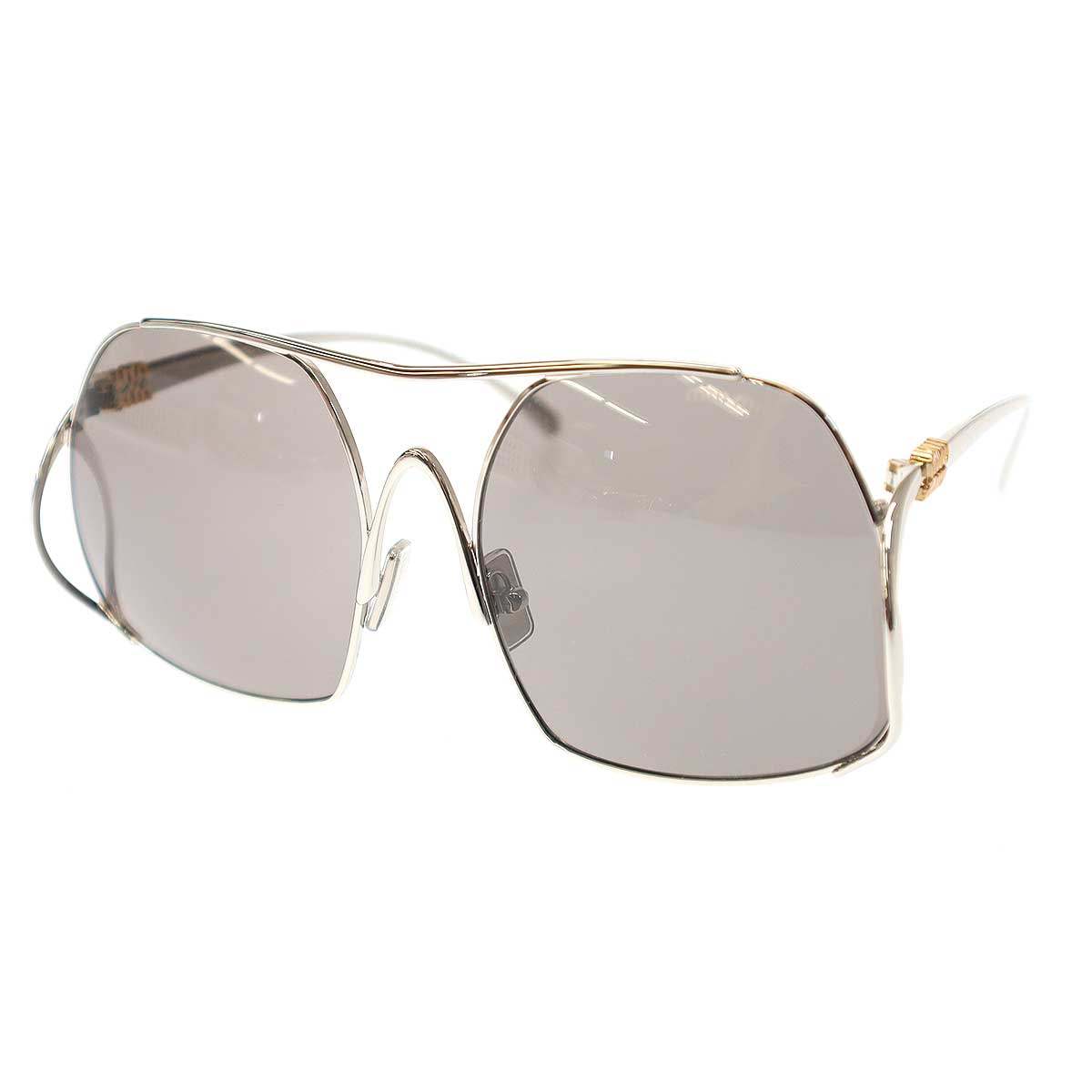 miu miu ミュウミュウ 25SS オンブルサングラス SMU A55 シルバー グレー 57□18 1BC-80Q 140 【中古】 ..