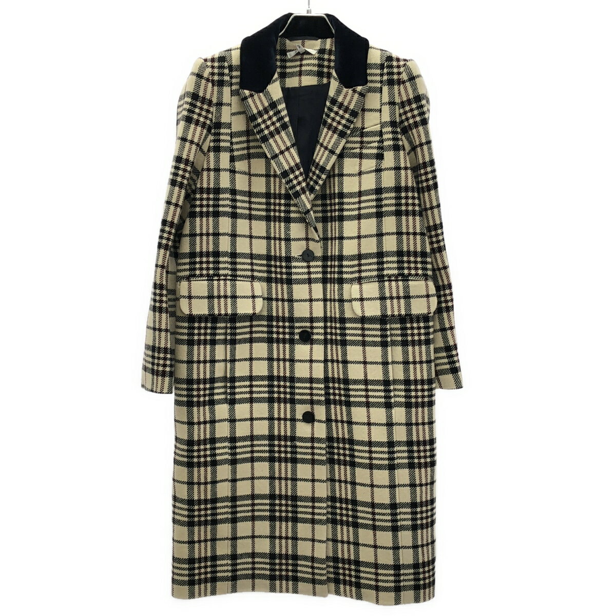CARVEN カルヴェン ウールチェックチェスターコート アイボリー 36 【中古】 IT53IOAZUVQA(4)