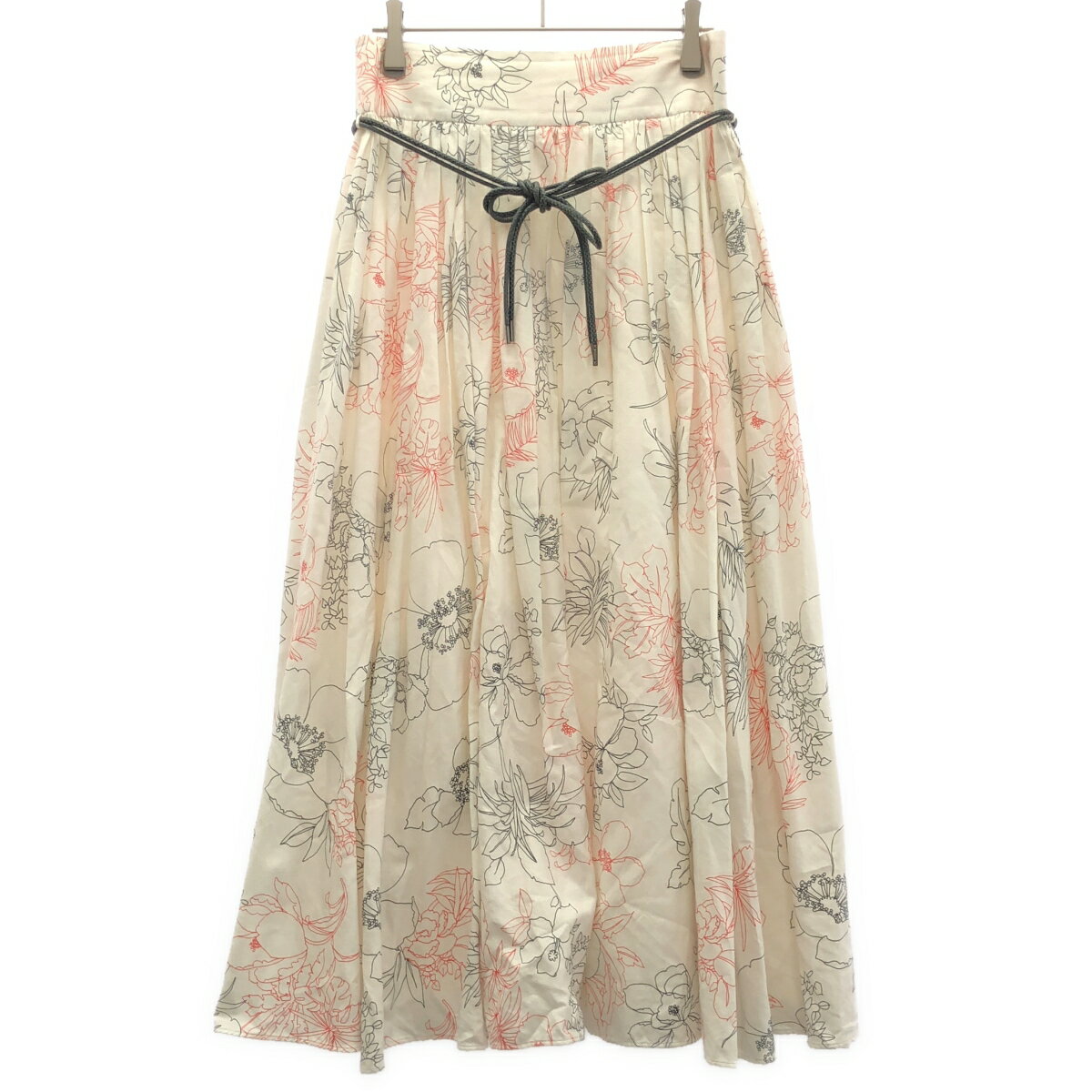 ebure エブール フラワープリントプリーツスカート 2810500135 ホワイト系 36 【中古】 IT128T7I6HPU(4)