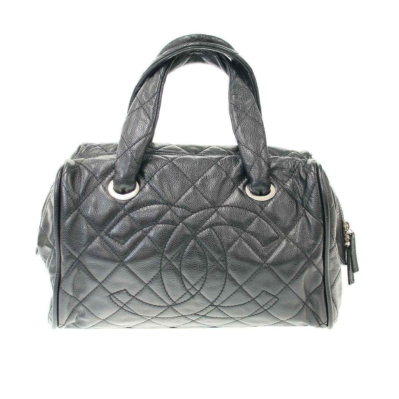 CHANEL - CHANEL シャネル マトラッセココマーク キャビアスキン ミニボストンバッグ ブラック - 【中古】 ITBD27FJ3C51
