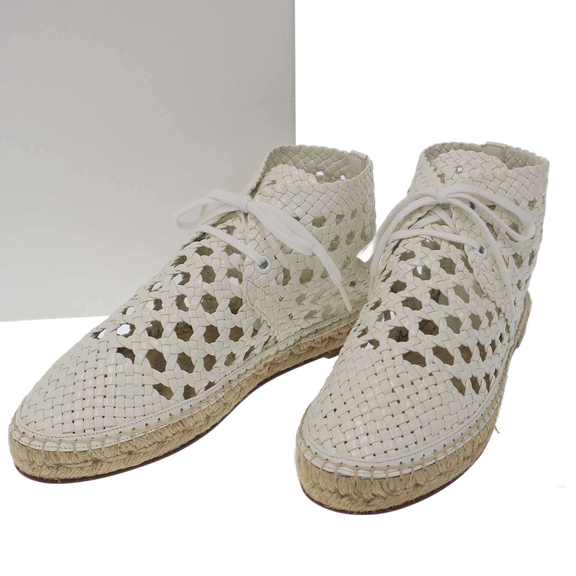 CELINE セリーヌ 2017 Resort エスパドリーユレースアップシューズ ホワイト 37 【中古】 ITQEAVUJ2KIS