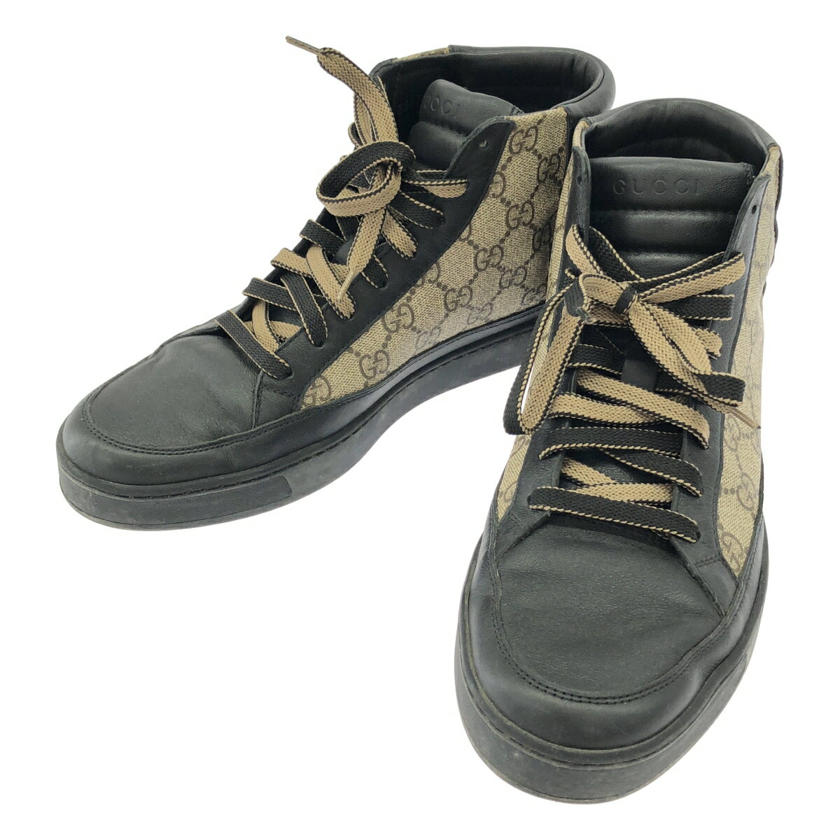 GUCCI グッチ GGスプリームハイカットスニーカー 386740 ブラック ベージュ 6 1/2 【中古】 IT33327R1QAO