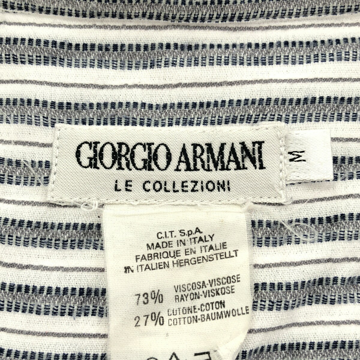 GIORGIO ARMANI ジョルジオアルマーニ ストライプジャガードレーヨンシャツ グレー系 M 【中古】 ITOO32XHKCOB