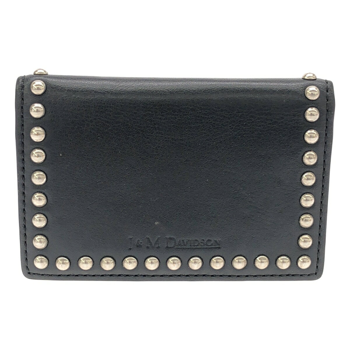 J&M DAVIDSON ジェイアンドエムデヴィッドソン スタッズ装飾レザーカードケース ブラック 【中古】 ITV1M6H7QDLC
